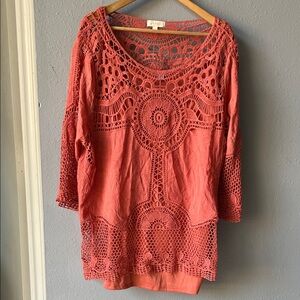 Adiva Coral Crochet Lace Blouse